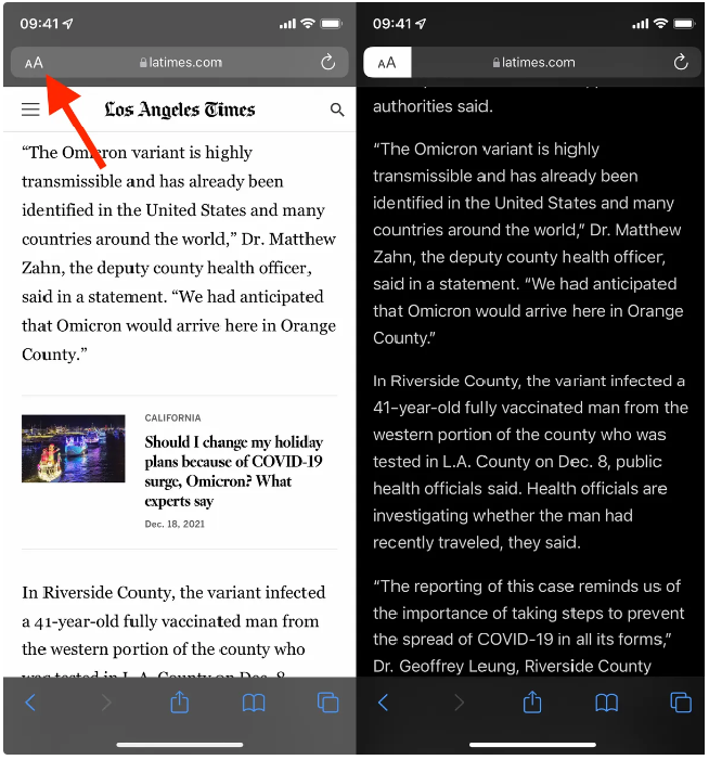 Bật Reader bằng một lần nhấn trong Safari.