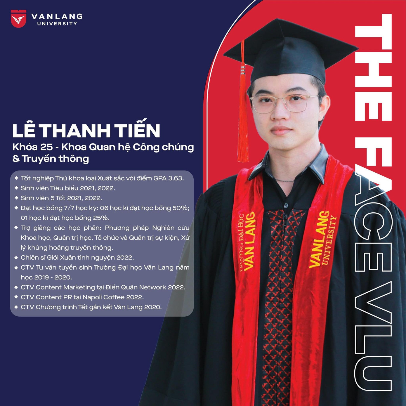 Thành tích Thanh Tiến đã đạt được trong thời gian học tập tại trường.