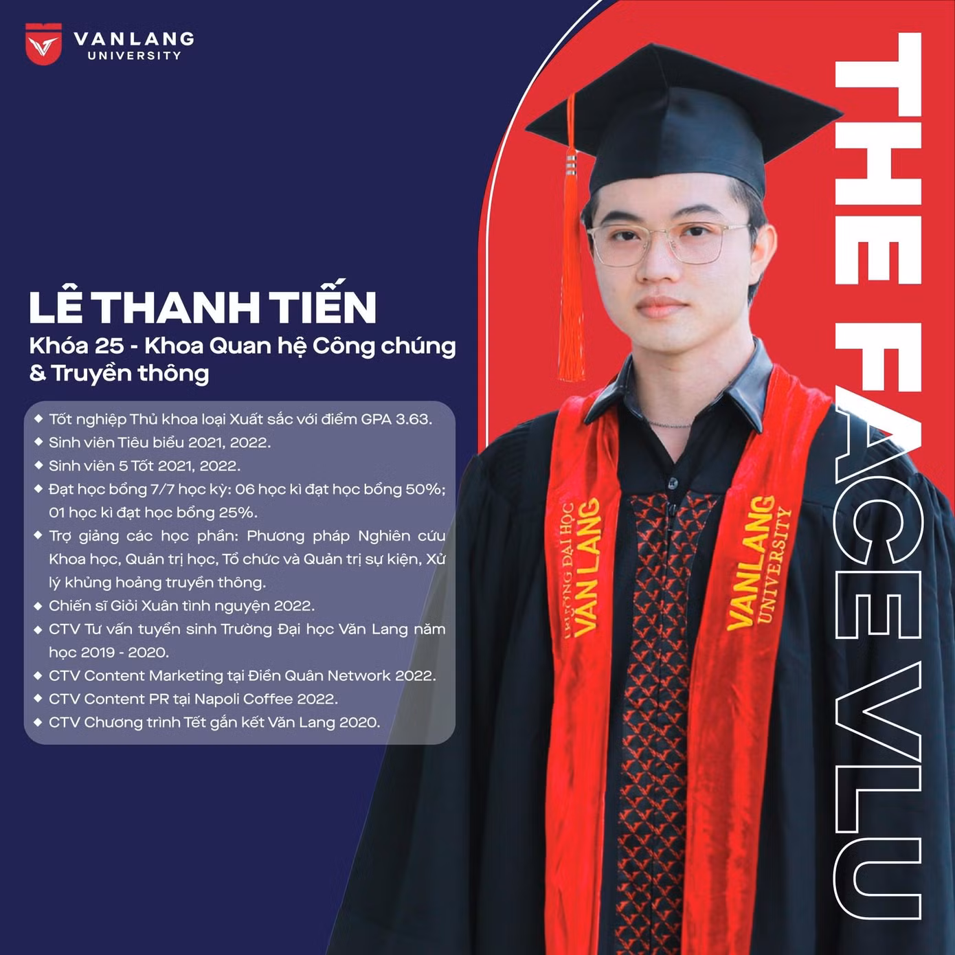 Thành tích Thanh Tiến đã đạt được trong thời gian học tập tại trường.