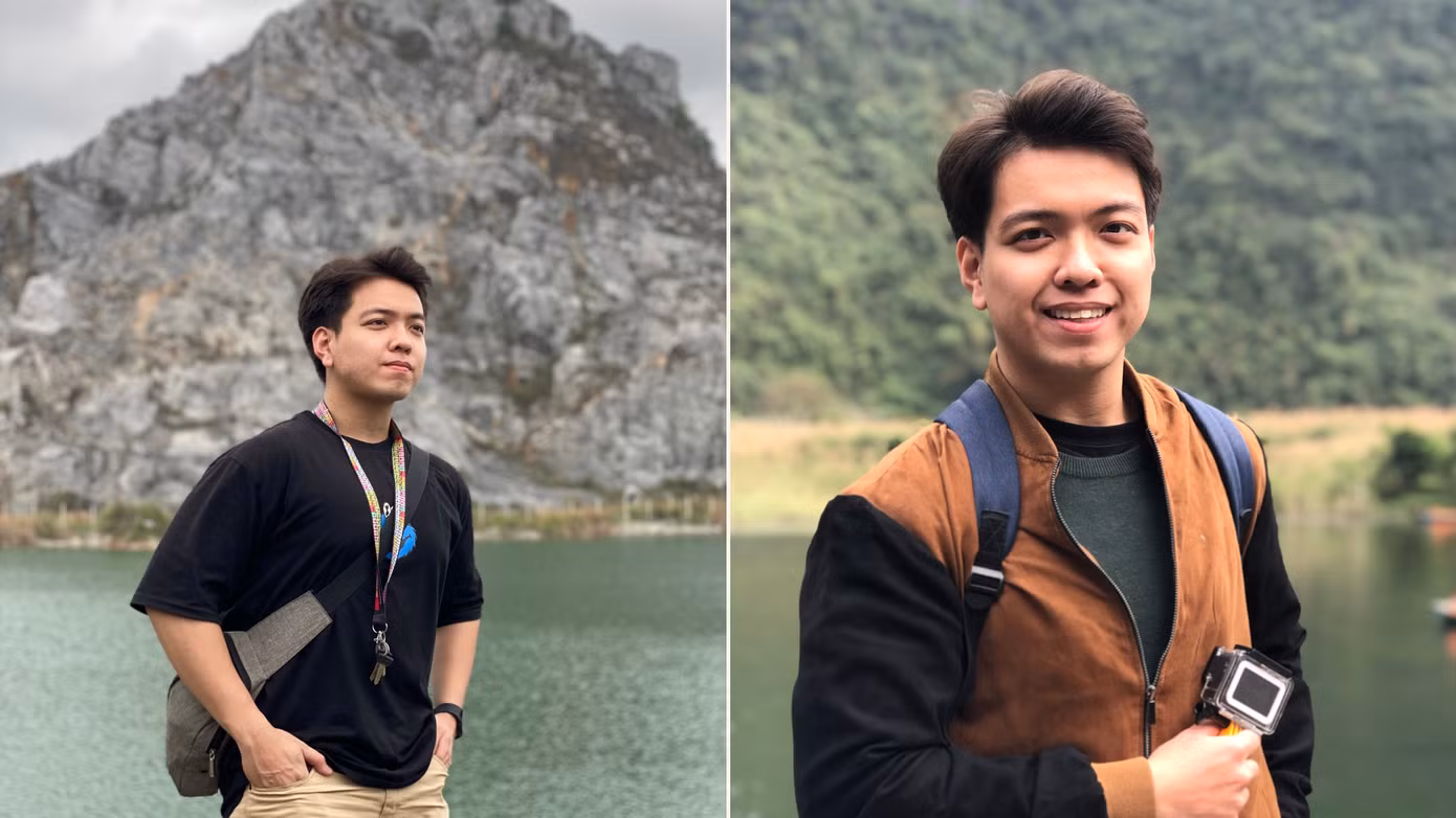 Hình ảnh Quang Bảo trong những chuyến du lịch cùng bạn bè.