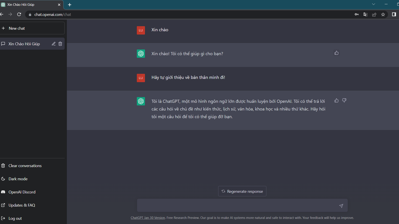 Giao diện của ChatGPT đơn giản, tự động trả lời theo ngôn ngữ quốc gia của người dùng Giao diện của ChatGPT đơn giản, tự động trả lời theo ngôn ngữ quốc gia của người dùng