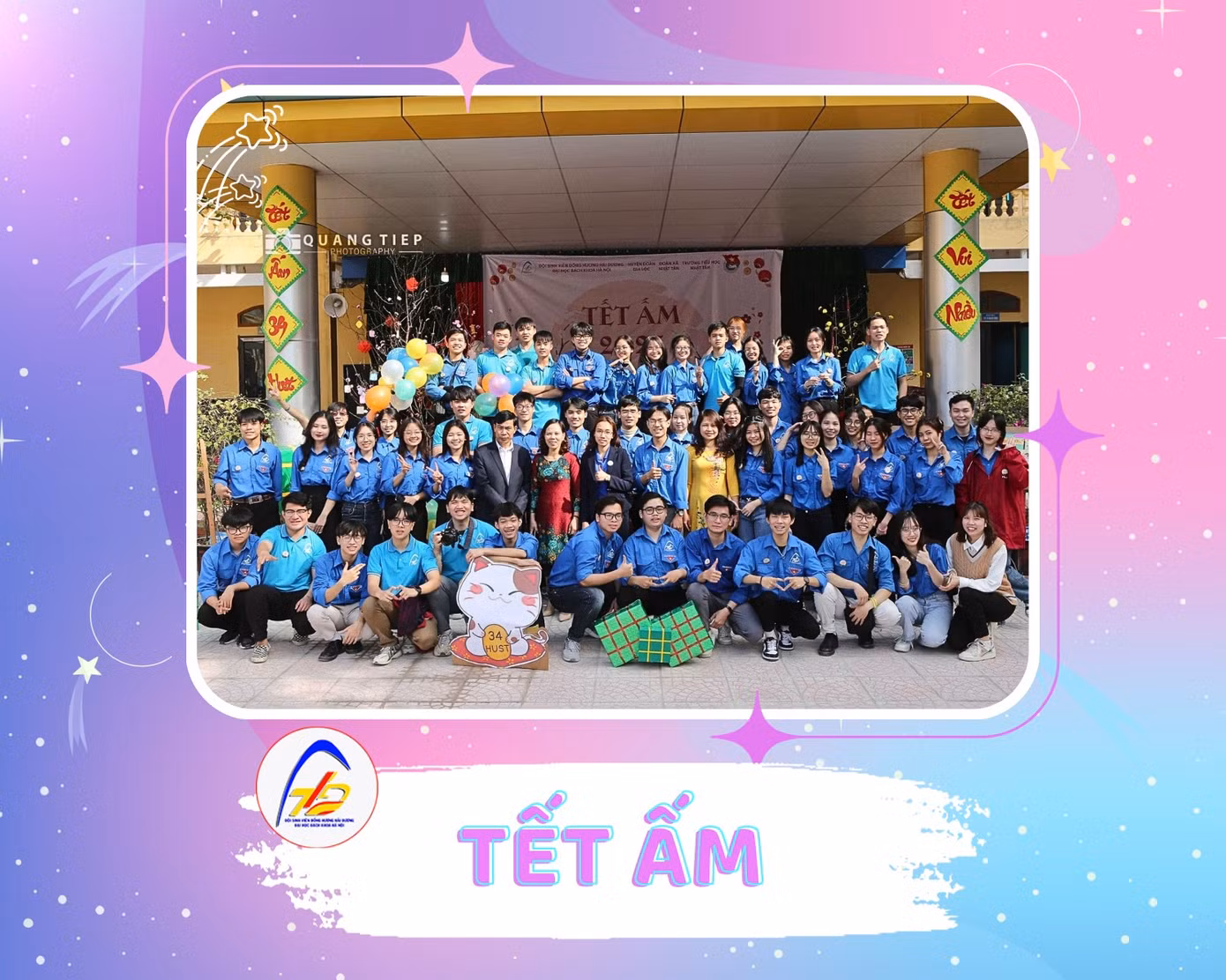 Thùy Trang cùng các bạn sinh viên trong Ban tổ chức chuỗi tình nguyện Tết ấm.