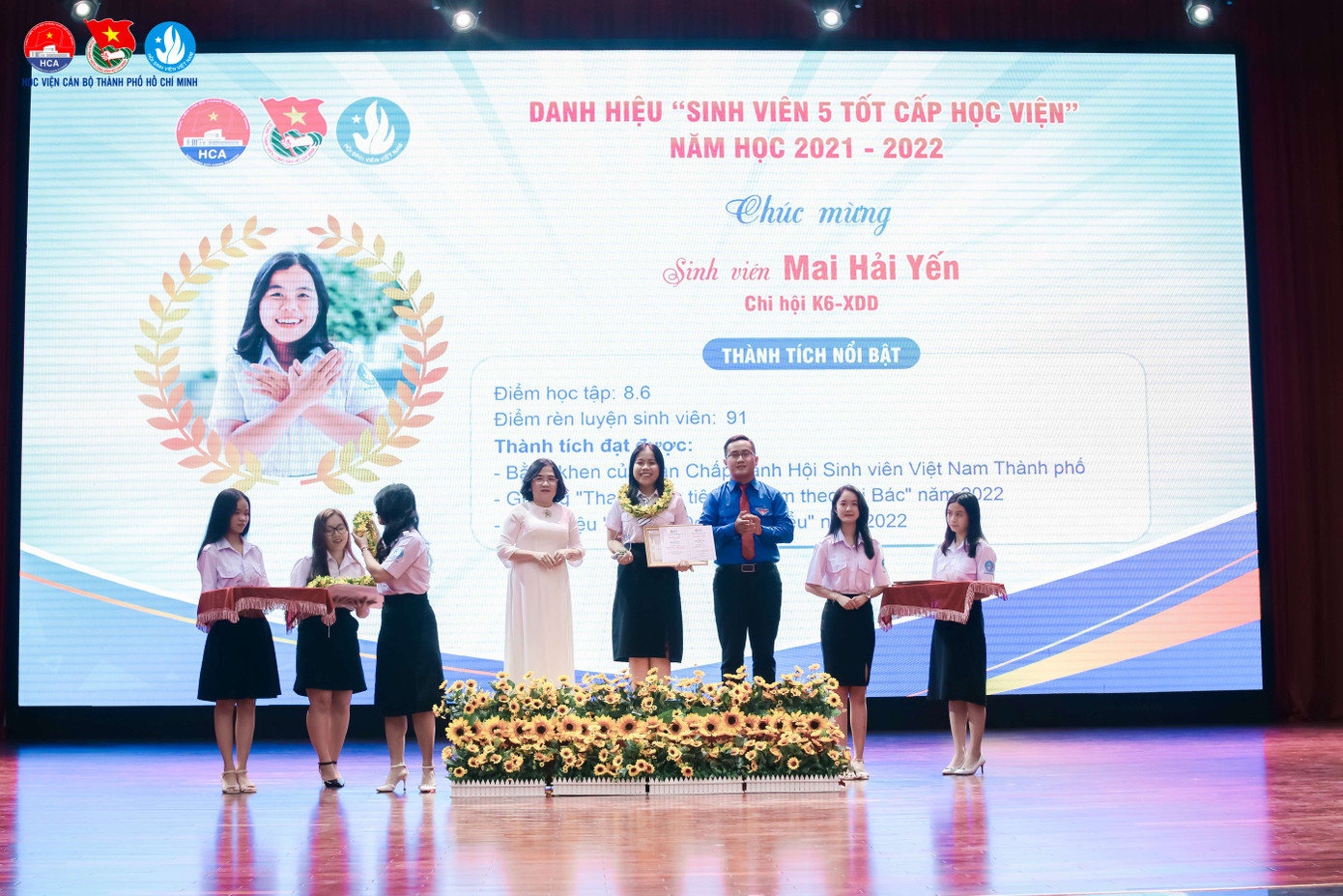 Mai Hải Yến đang đảm nhiệm chức Chủ tịch Hội Sinh viên Học viện Cán bộ TP. Hồ Chí Minh.