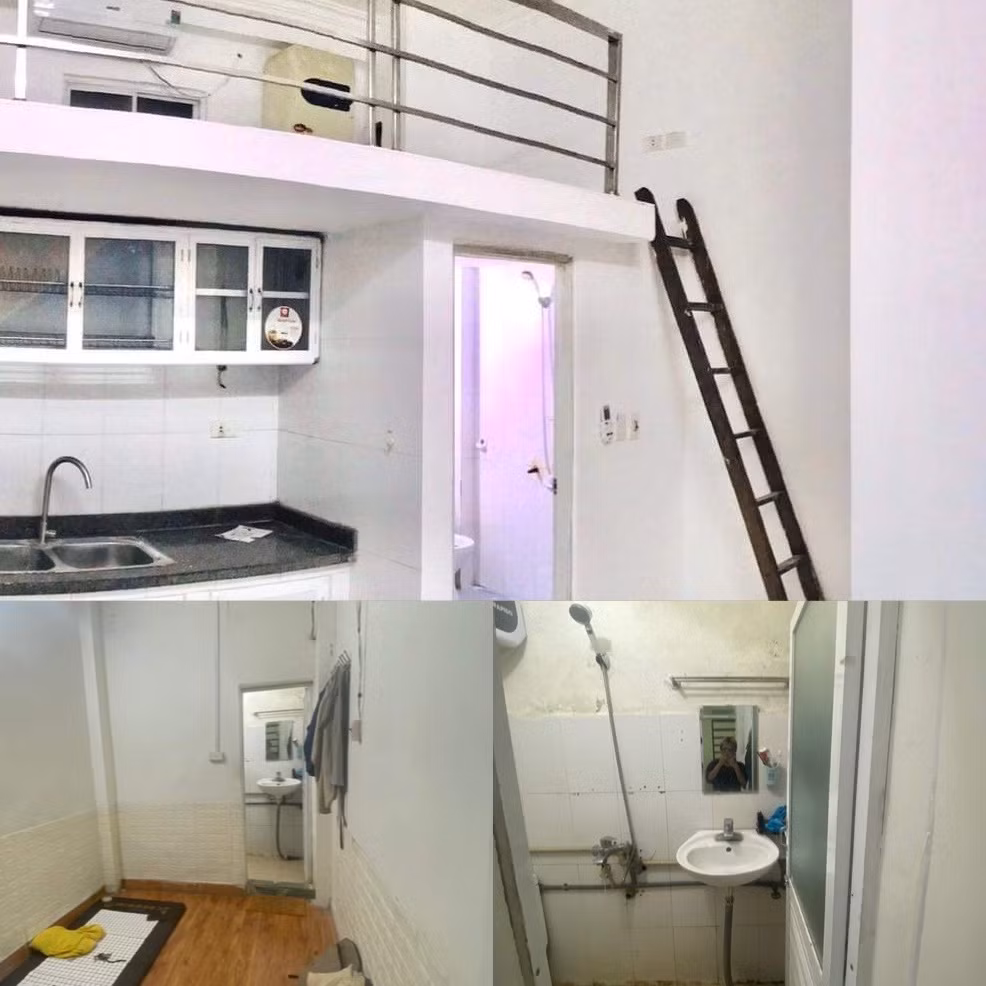 Căn phòng với thiết kế ngủ cạnh bình nóng lạnh có giá 3.500.000 và căn phòng chưa đầy 15m vuông có giá 3.200.000đ. Ảnh: NVCC Căn phòng với thiết kế ngủ cạnh bình nóng lạnh có giá 3.500.000 và căn phòng chưa đầy 15m vuông có giá 3.200.000đ. Ảnh: NVCC