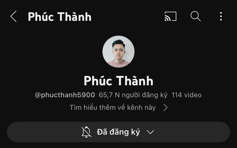 Kênh Youtube của Phúc Thành có 65,7 nghìn người đăng ký. Kênh Youtube của Phúc Thành có 65,7 nghìn người đăng ký.