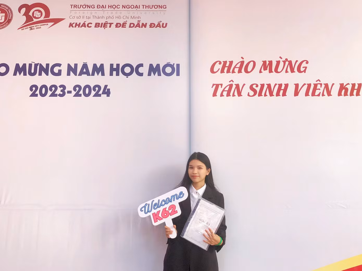 Nguyễn Kim Ngọc, tân sinh viên Trường Đại học Ngoại thương cơ sở II.