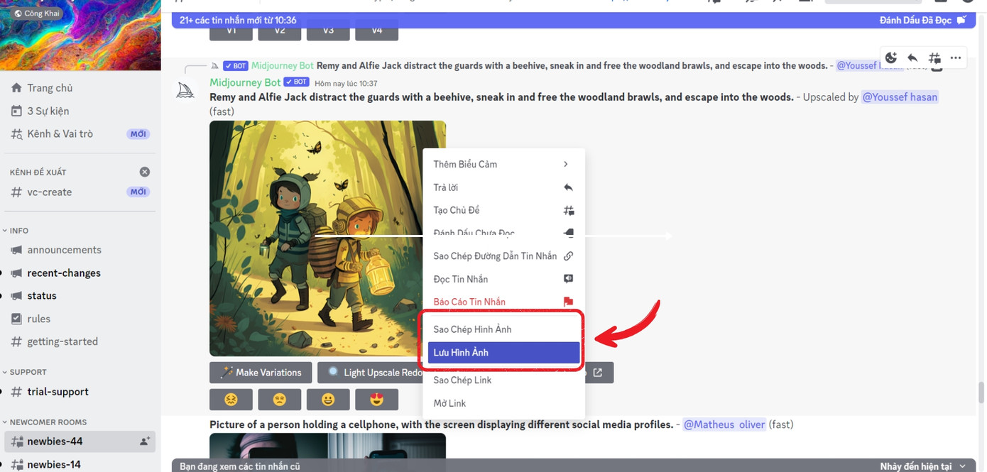 Khi muốn tải hình ảnh về, bạn chỉ cần click vào ảnh chọn “Lưu hình ảnh”