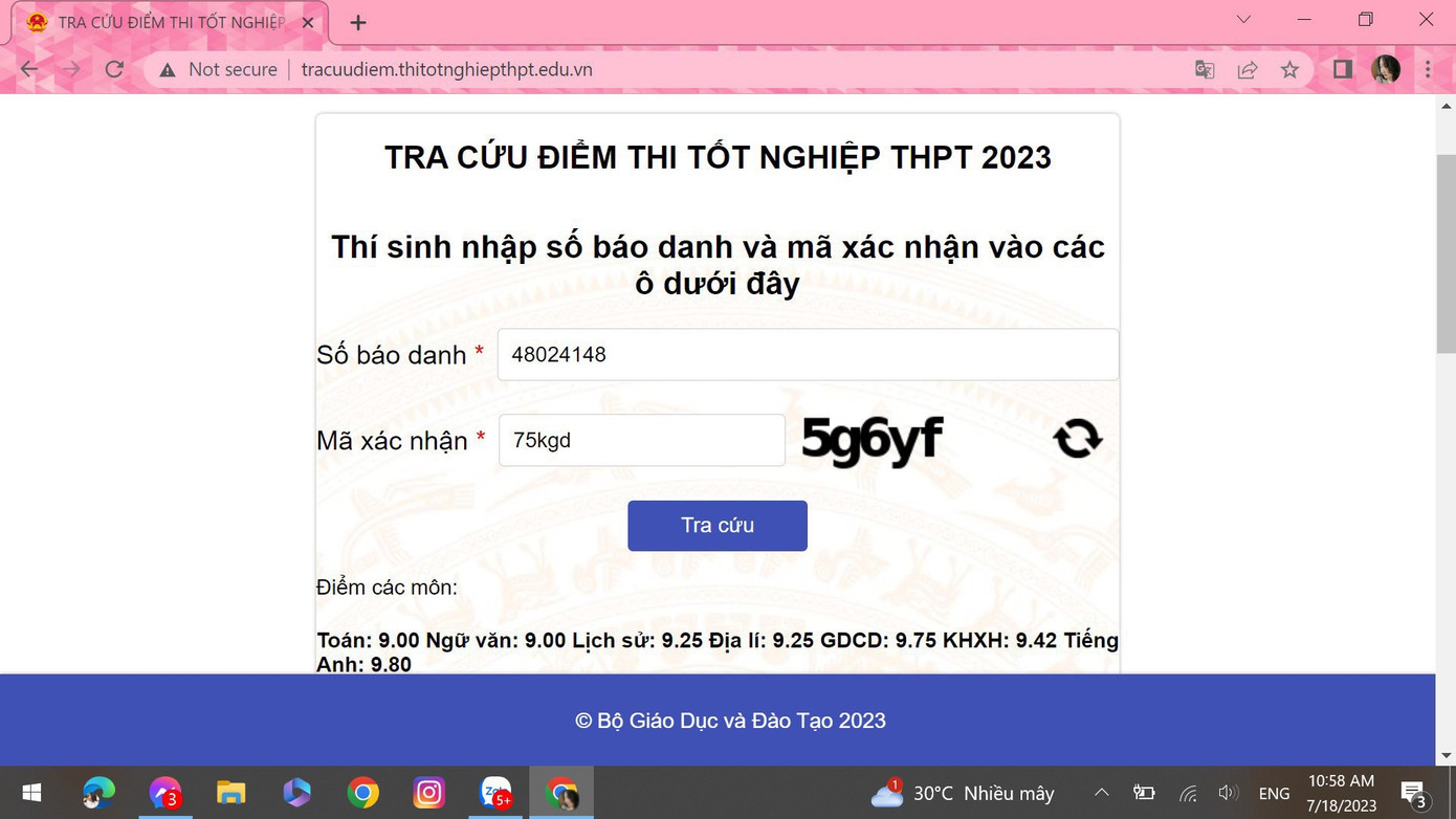 Với tổng điểm 56.05 Thảo đã trở thành thủ khoa Trường THPT Chuyên Lương Thế Vinh, Đồng Nai.