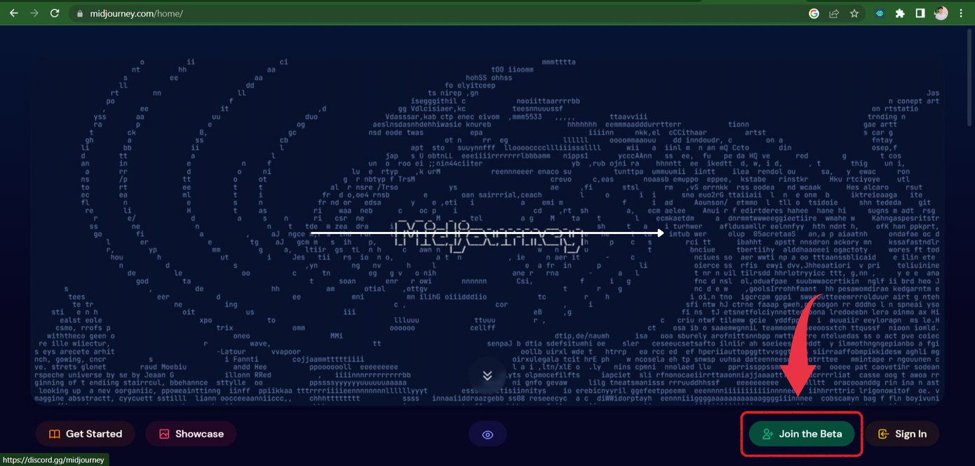 Trang chủ Midjourney.