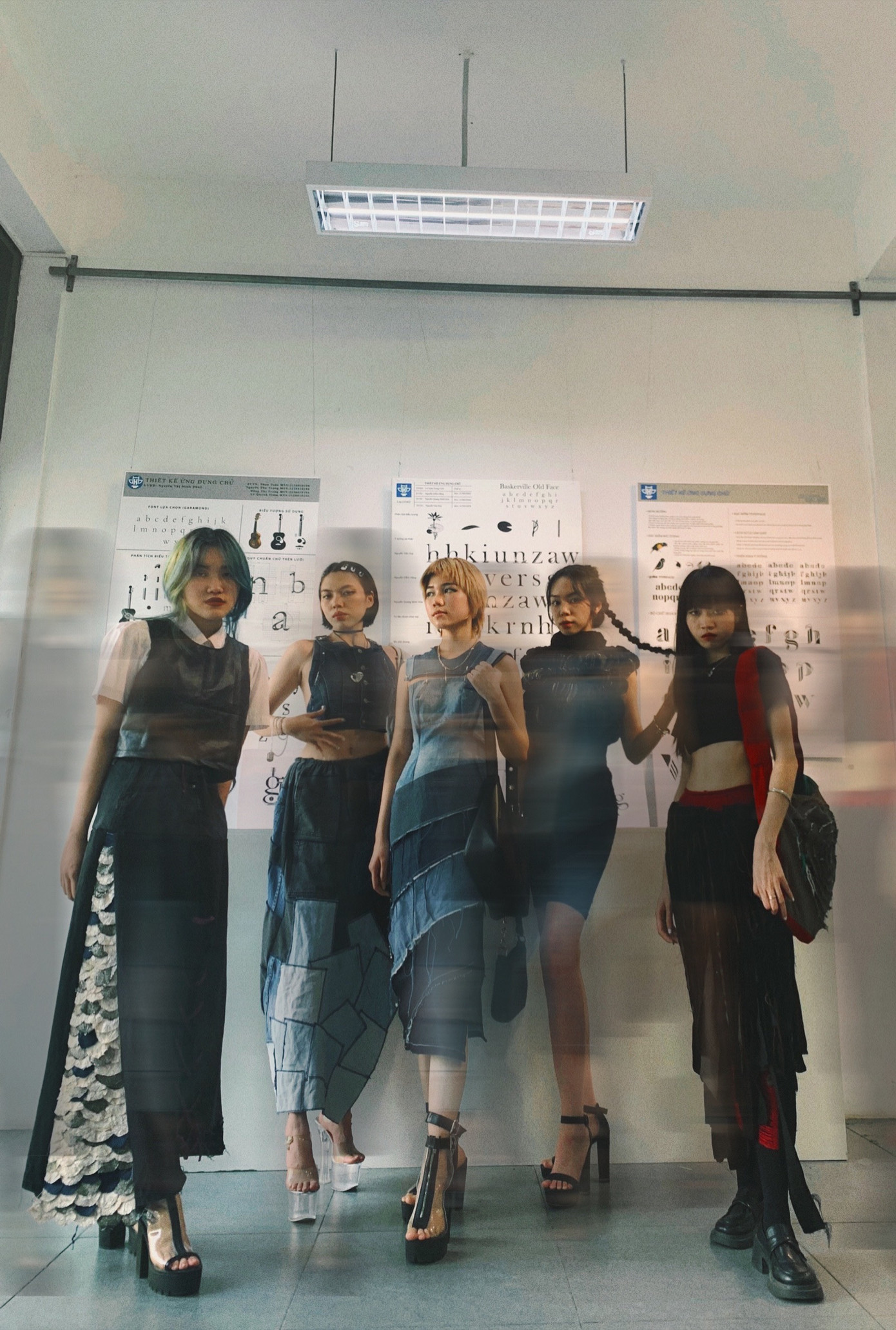 Những thiết kế thuộc dự án Nghiên cứu khoa học “Sự ảnh hưởng của phong trào sống xanh trong thiết kế trang phục dạo phố”.