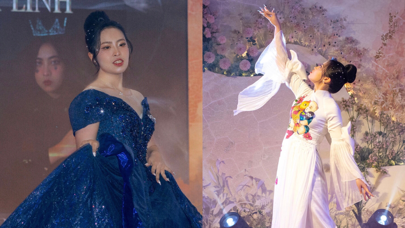 Khánh Linh thể hiện tài năng trong cuộc thi Đại sứ trường THPT Chuyên Sư Phạm năm 2023.