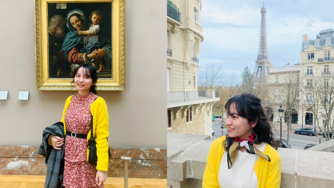 Cô gái Việt tại thủ đô Paris, Pháp.