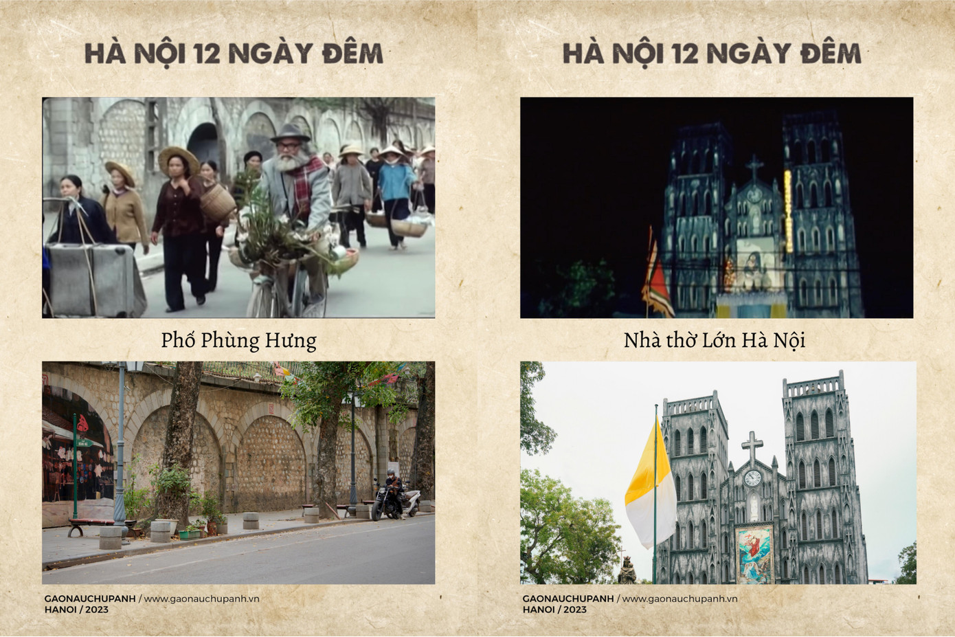 Phùng Hưng và Nhà Thờ Lớn ở 2 thời kỳ khác nhau.