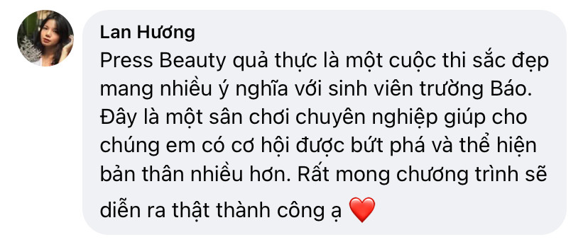 Nhiều bạn trẻ bày tỏ sự hào hứng trước sự quay trở lại của cuộc thi sắc đẹp Press Beauty 2023.