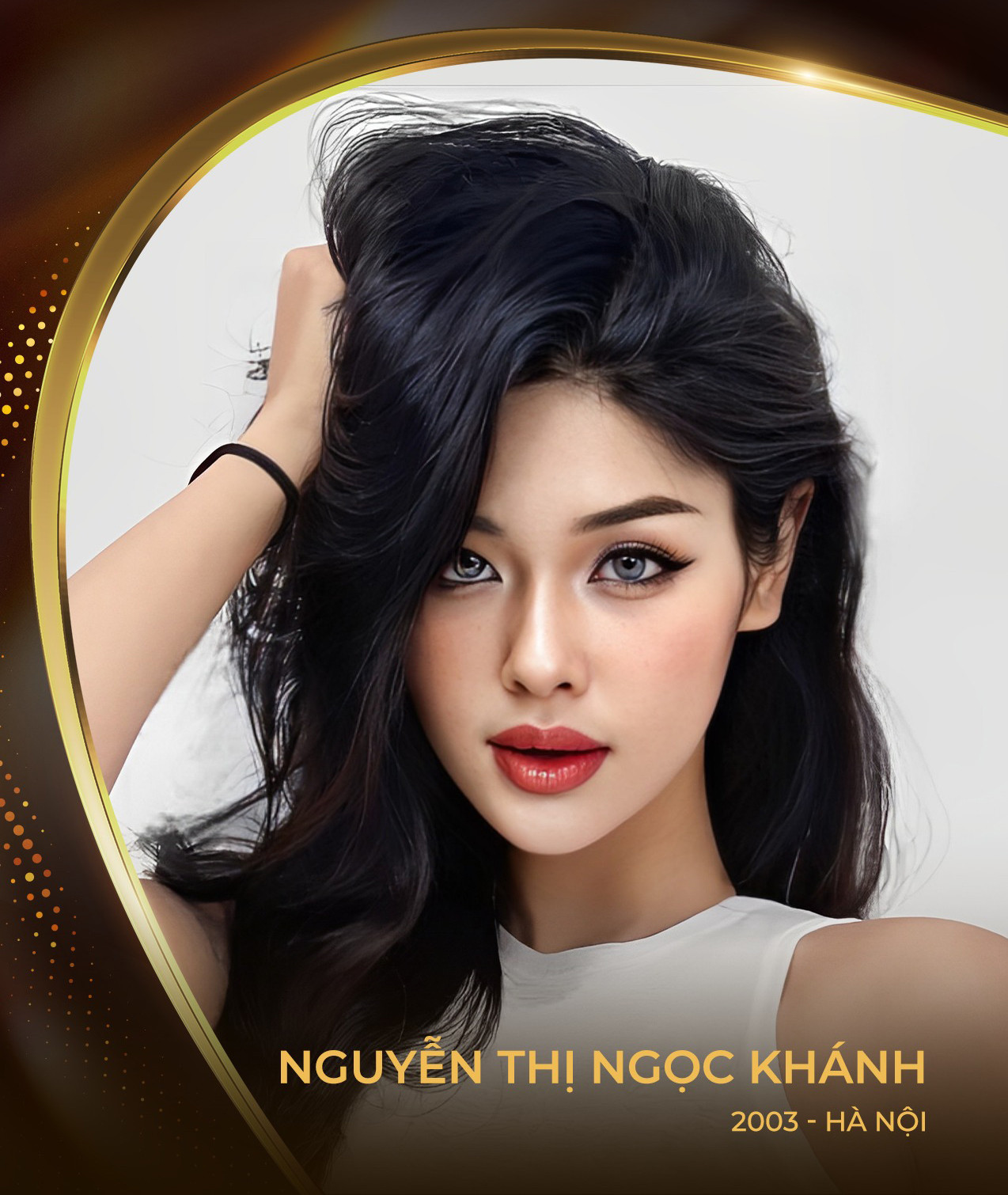 Nguyễn Thị Ngọc Khánh sinh năm 2003 đến từ Hà Nội. Cô là người mẫu ảnh, thu hút với gương mặt sắc sảo, hiện đại.