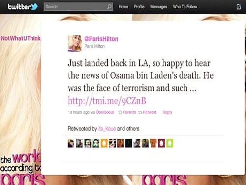 Paris Hilton cũng ăn mừng sự kiện này trên trang Twitter của mình