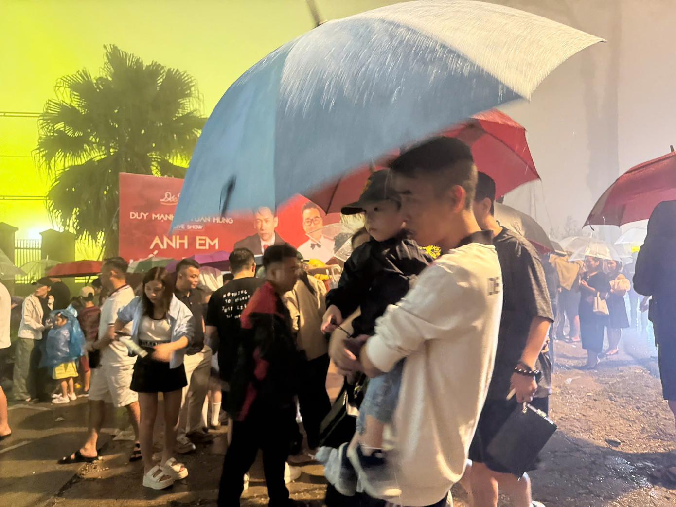 Khán giả nhỏ tuổi trải nghiệm xem ca nhạc trong mưa. Ảnh: Trọng Tài. Khán giả nhỏ tuổi trải nghiệm xem ca nhạc trong mưa. Ảnh: Trọng Tài.