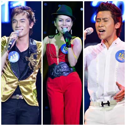 Ba thí sinh nhạc nhẹ vào chung kết xếp hạng (từ trái sang): Việt Anh, Thúy Trang, Huy Quyết. Ảnh: Đông Hiếu