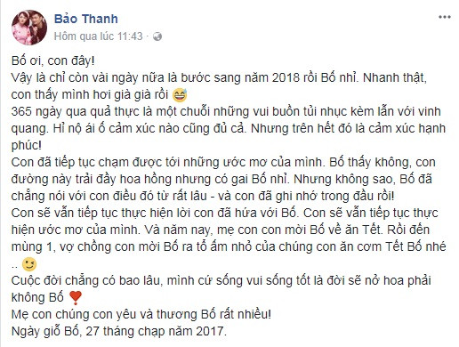 Bảo Thanh viết tâm thư gửi bố đã khuất gây xúc động ảnh 1