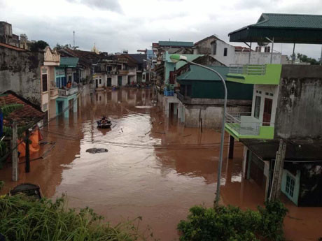 Nước lũ lên cao tại Tiên Yên. Ảnh: Báo Quảng Ninh