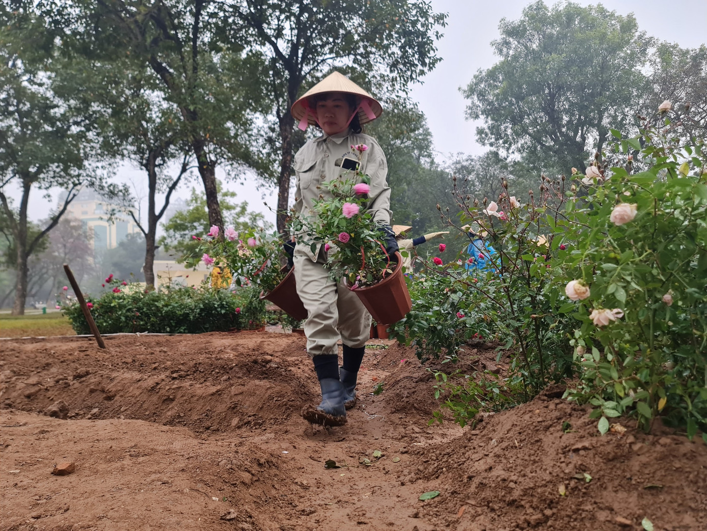 Đây cũng được coi là hàng rào mềm để tránh xe đạp, xe máy đi vào công viên