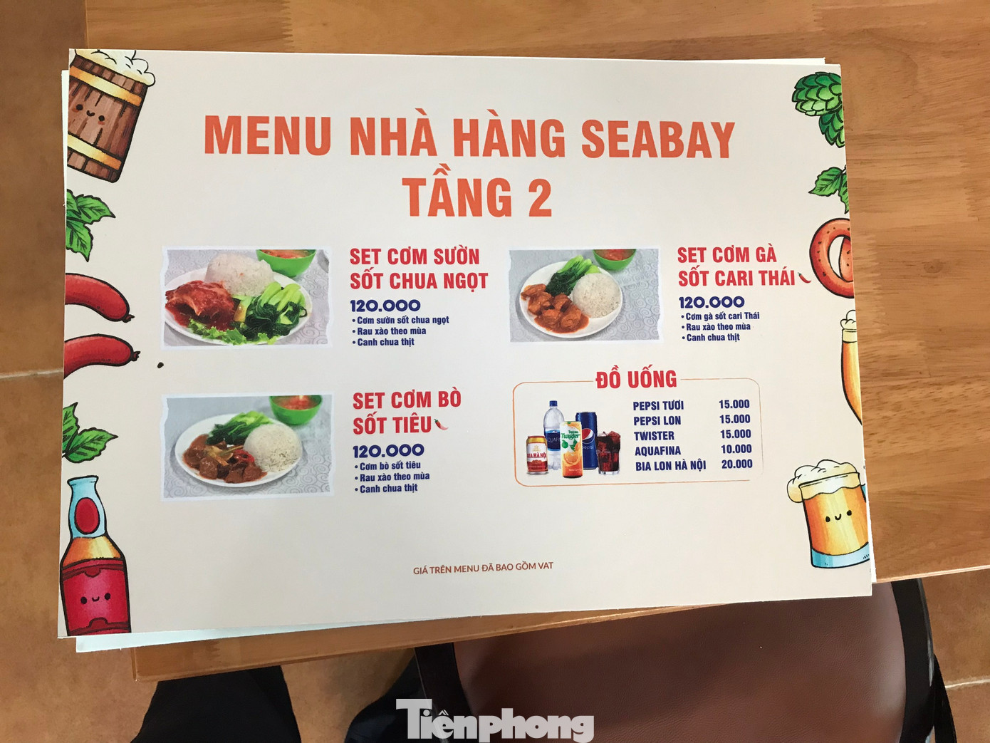 Menu nhà hàng được cơ quan chức năng cung cấp cho báo Tiền Phong Menu nhà hàng được cơ quan chức năng cung cấp cho báo Tiền Phong