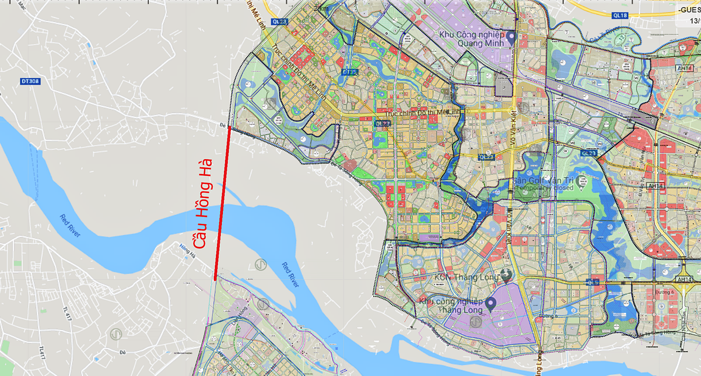 UBND TP Hà Nội đề xuất sử dụng ngân sách xây dựng cầu Hồng Hà, cầu Mễ Sở, cầu Hoài Thượng. Ảnh: Website quyhoach.
