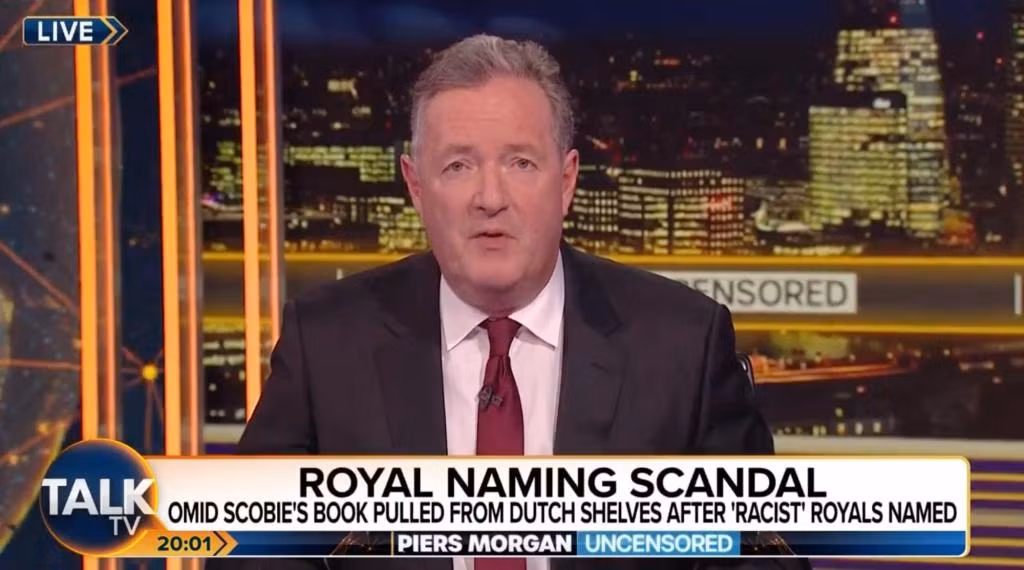 Piers Morgan gây sốc khi công khai danh tính hai thành viên hoàng gia có “mối quan ngại” về màu da của Archie. Ảnh: TalkTV.
