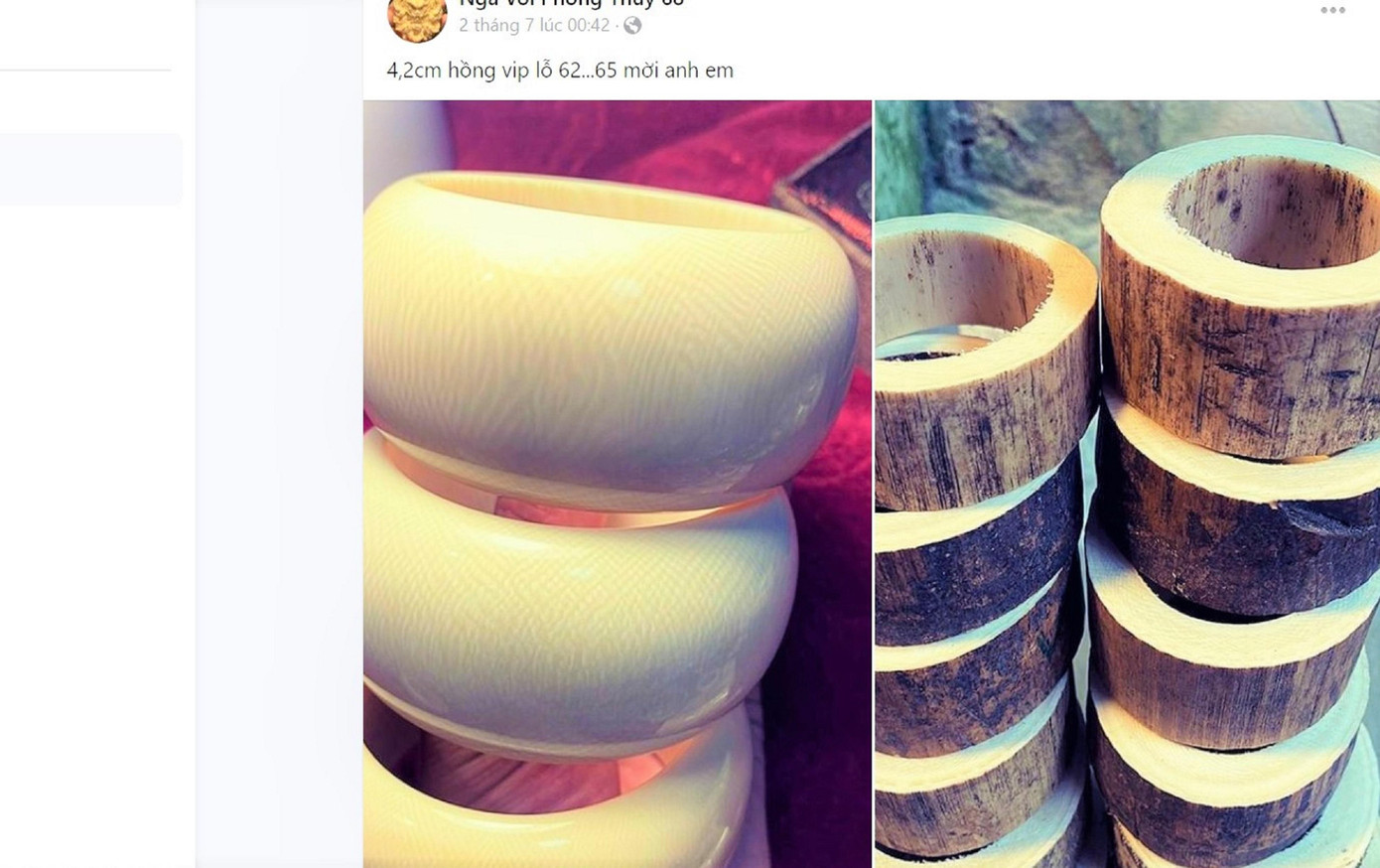 Ngà voi nguyên khối được rao trên mạng xã hội