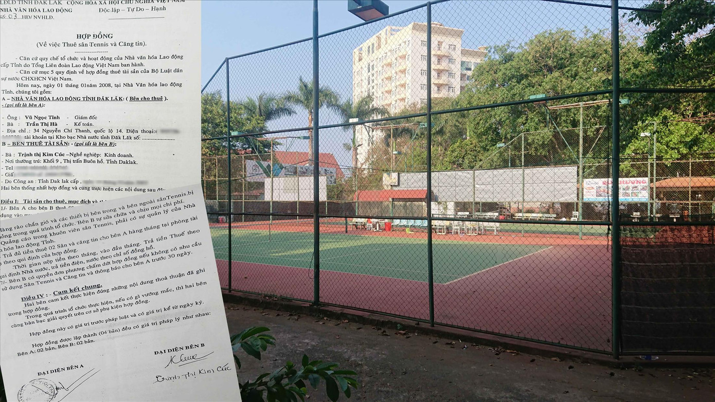Sân tennis của Liên đoàn Lao động tỉnh Đắk Lắk cho tư nhân thuê 20 năm