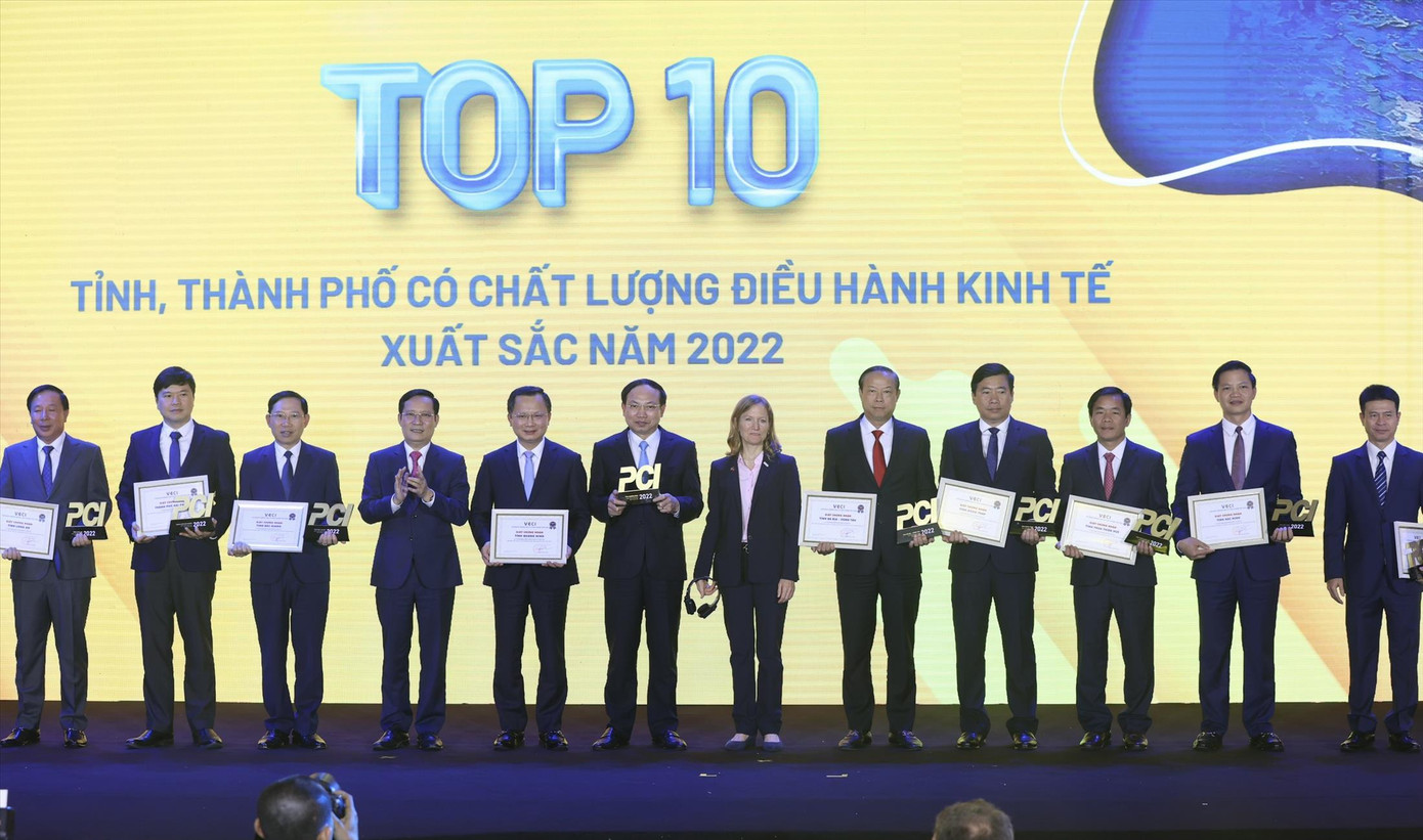 Top 10 địa phương dẫn đầu PCI năm 2022. Ảnh: Như Ý