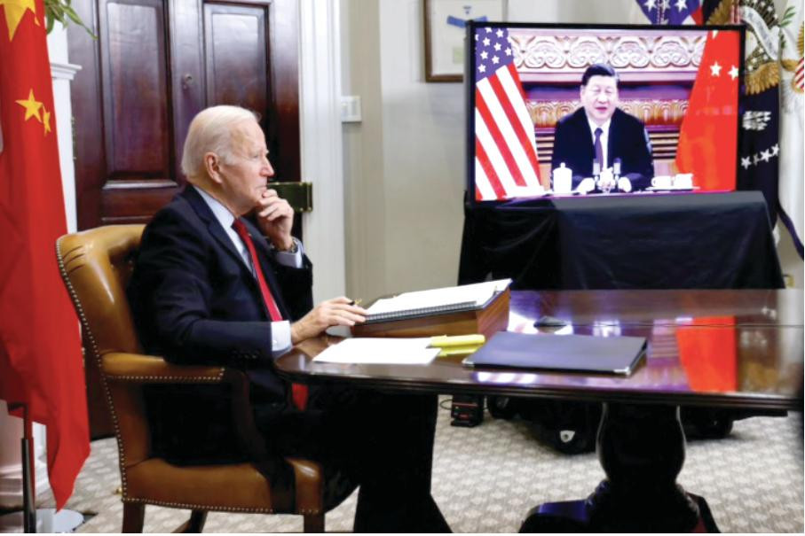 Tổng thống Mỹ Joe Biden trong cuộc gặp trực tuyến Chủ tịch Trung Quốc Tập Cận Bình ngày 15/11 Ảnh: Getty