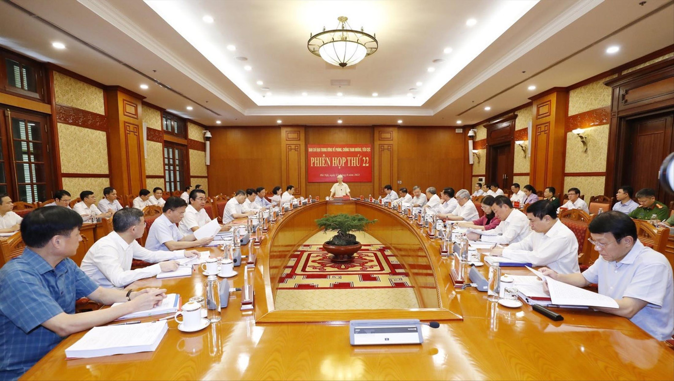 Tổng Bí thư Nguyễn Phú Trọng chủ trì phiên họp thứ 22 của Ban Chỉ đạo Trung ương về phòng, chống tham nhũng, tiêu cực ảnh: Nhật Minh Tổng Bí thư Nguyễn Phú Trọng chủ trì phiên họp thứ 22 của Ban Chỉ đạo Trung ương về phòng, chống tham nhũng, tiêu cực ảnh: Nhật Minh