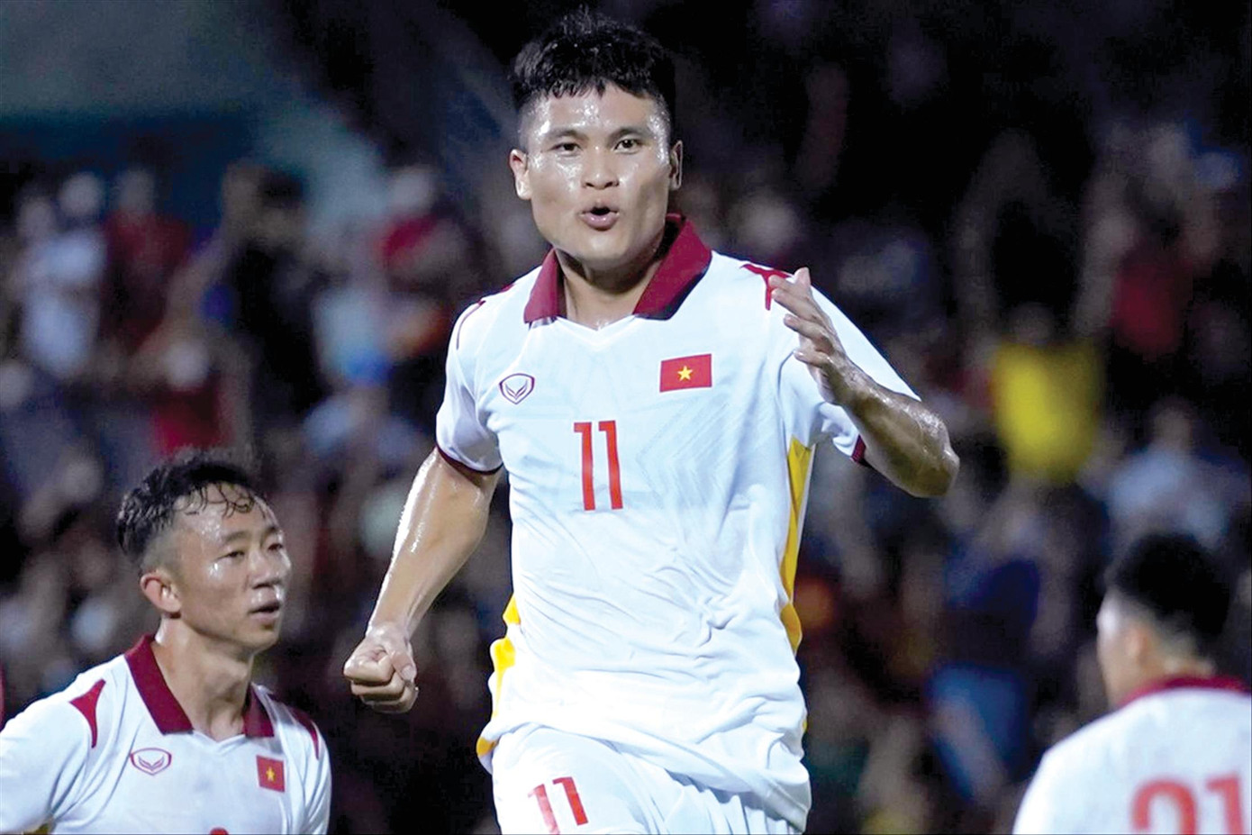 Tuấn Hải thể hiện khả năng săn bàn với cú đúp vào lưới đội tuyển Afghanistan ảnh: Phạm Nguyễn