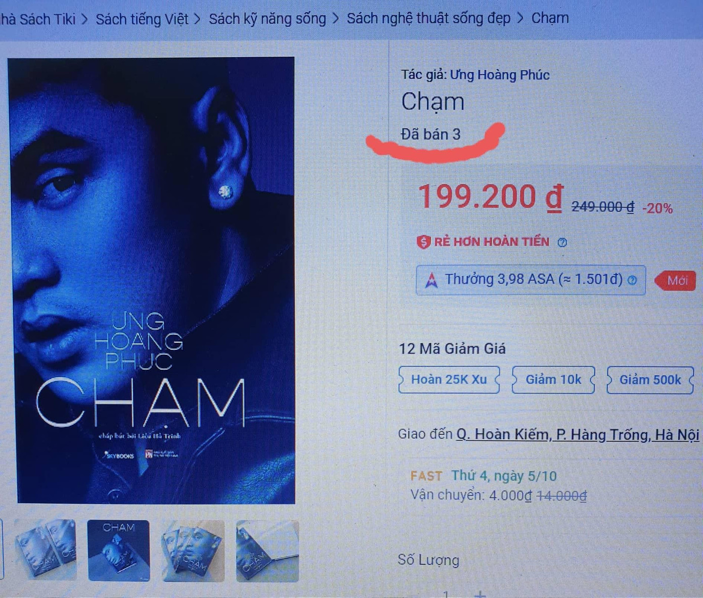 Số sách bán được trên tiki.