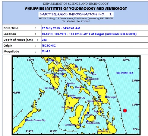 Các thông số về trận động đất xảy ra sáng nay ở Philippines