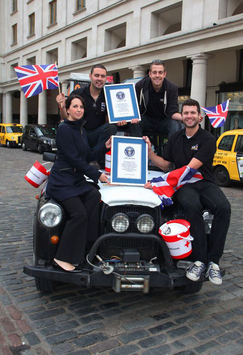 Với hành trình này, 3 chàng thanh niên đã được trao kỷ lục thế giới. Họ cho biết chuyến đi vòng quanh thế giới bằng taxi của họ dài 69.500 km, với chi phí khoảng 130.000 USD (gần 3 tỷ đồng). Cả ba thậm chí còn quyên góp được 20.000 bảng Anh, tương đương 33.200 USD, cho Hội Chữ thập Đỏ Anh