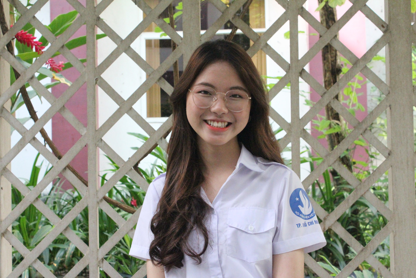 Nguyễn Thị Châu Anh giao lưu qua điểm cầu trực tuyến.