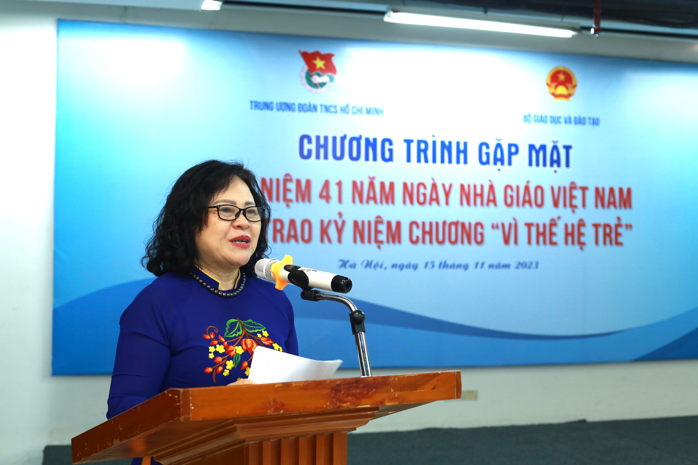 Thứ trưởng Bộ GD&amp;ĐT Ngô Thị Minh phát biểu tại chương trình. Ảnh: Bảo Anh