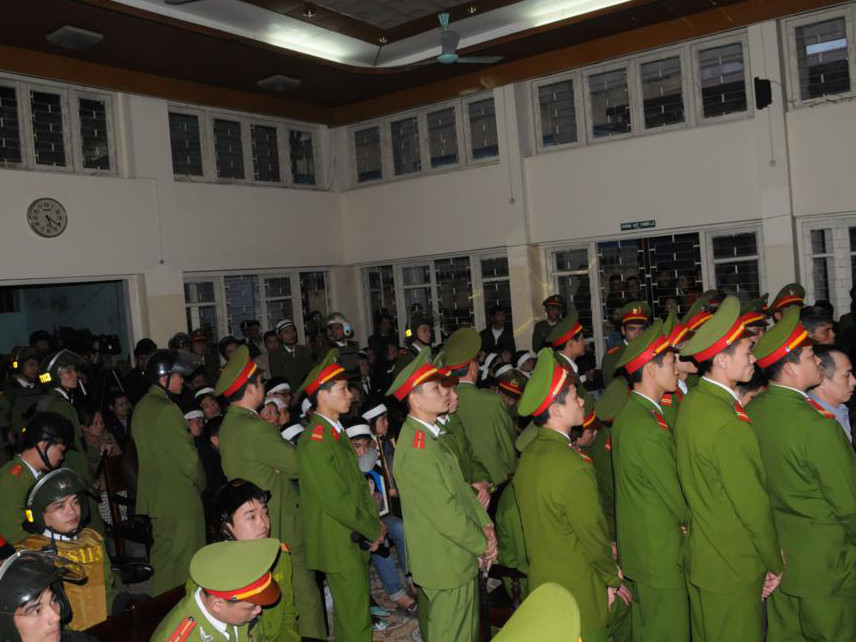 Lực lượng công an tại phiên tòa. Ảnh: Tuấn Nguyễn. Lực lượng công an tại phiên tòa. Ảnh: Tuấn Nguyễn