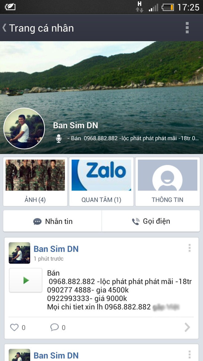 Rao sim số đẹp bằng status thoại trên Zalo page đang được không ít bạn trẻ áp dụng để "câu" khách. Rao sim số đẹp bằng status thoại trên Zalo page đang được không ít bạn trẻ áp dụng để