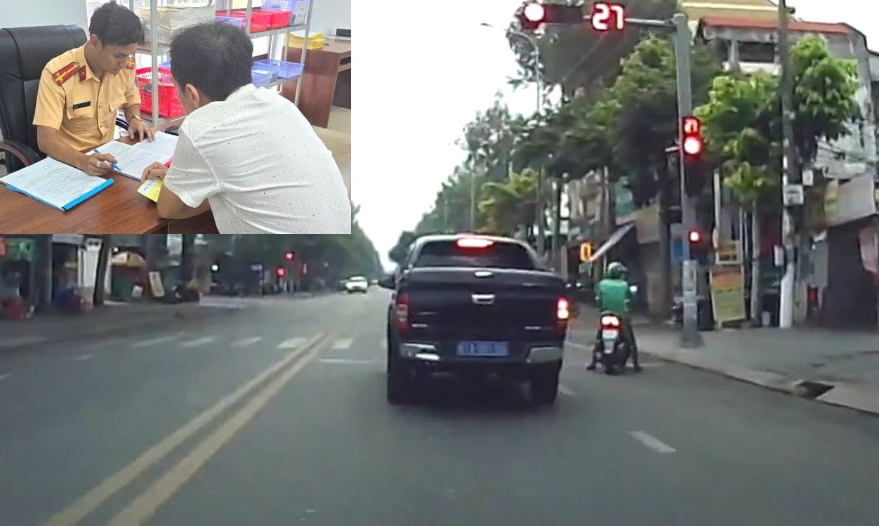Chiếc ô tô vượt đèn đỏ trên đường Lê Hồng Phong (Bình Dương) và tài xế đã đến làm việc với cảnh sát giao thông
