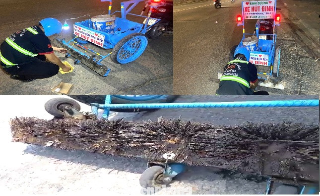 Các bạn trẻ dùng xe hút đinh trên đường để người dân đi lại an toàn. Các bạn trẻ dùng xe hút đinh trên đường để người dân đi lại an toàn.