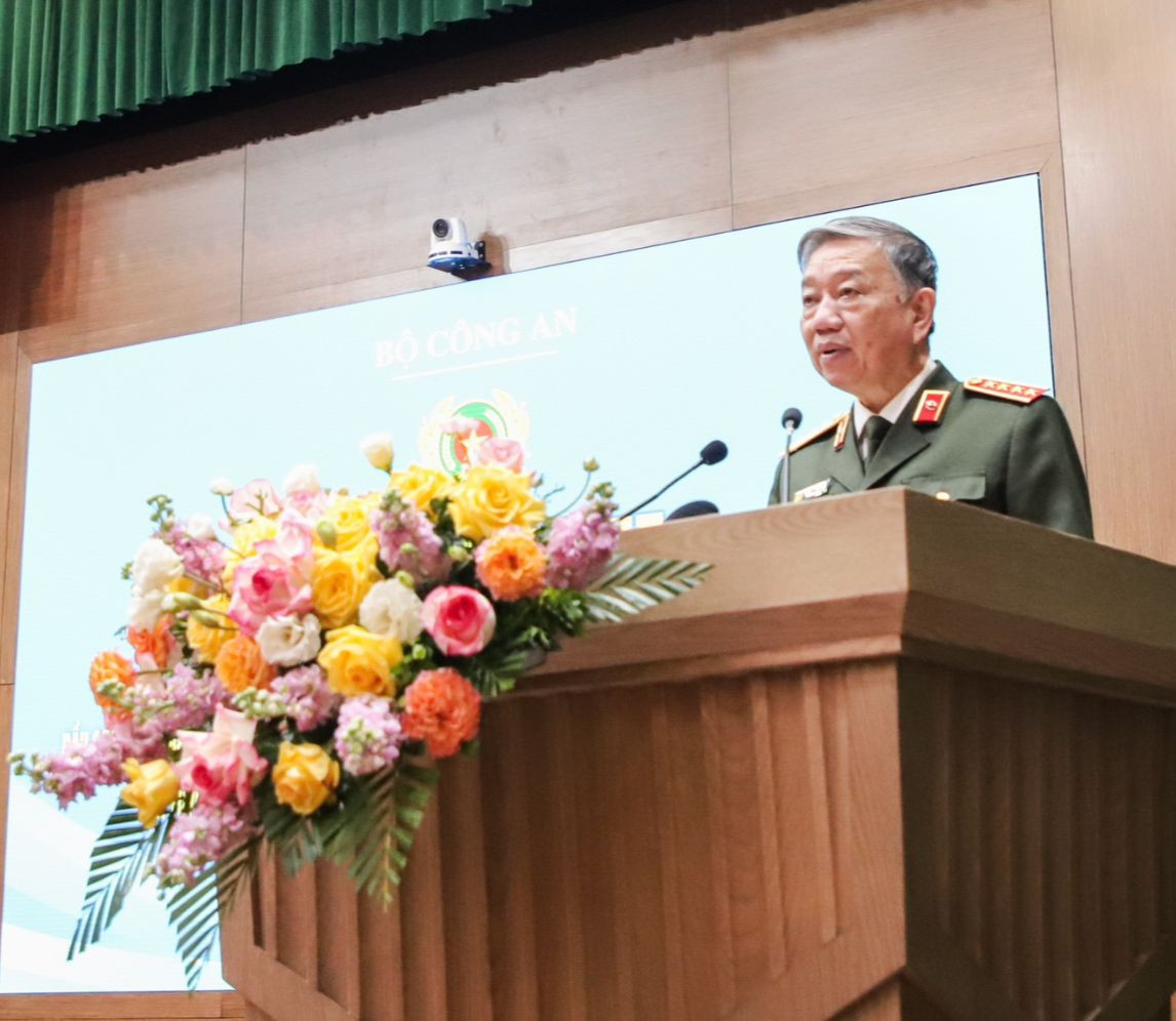 Đại tướng Tô Lâm phát biểu tại hội nghị.