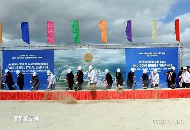 ViMariel S.A - chi nhánh của tập đoàn Viglacera tại Cuba khởi công Khu công nghiệp đầu tiên tại Đặc khu phát triển Mariel, Cuba (2018). (Ảnh: Lê Vũ Hà/TTXVN)