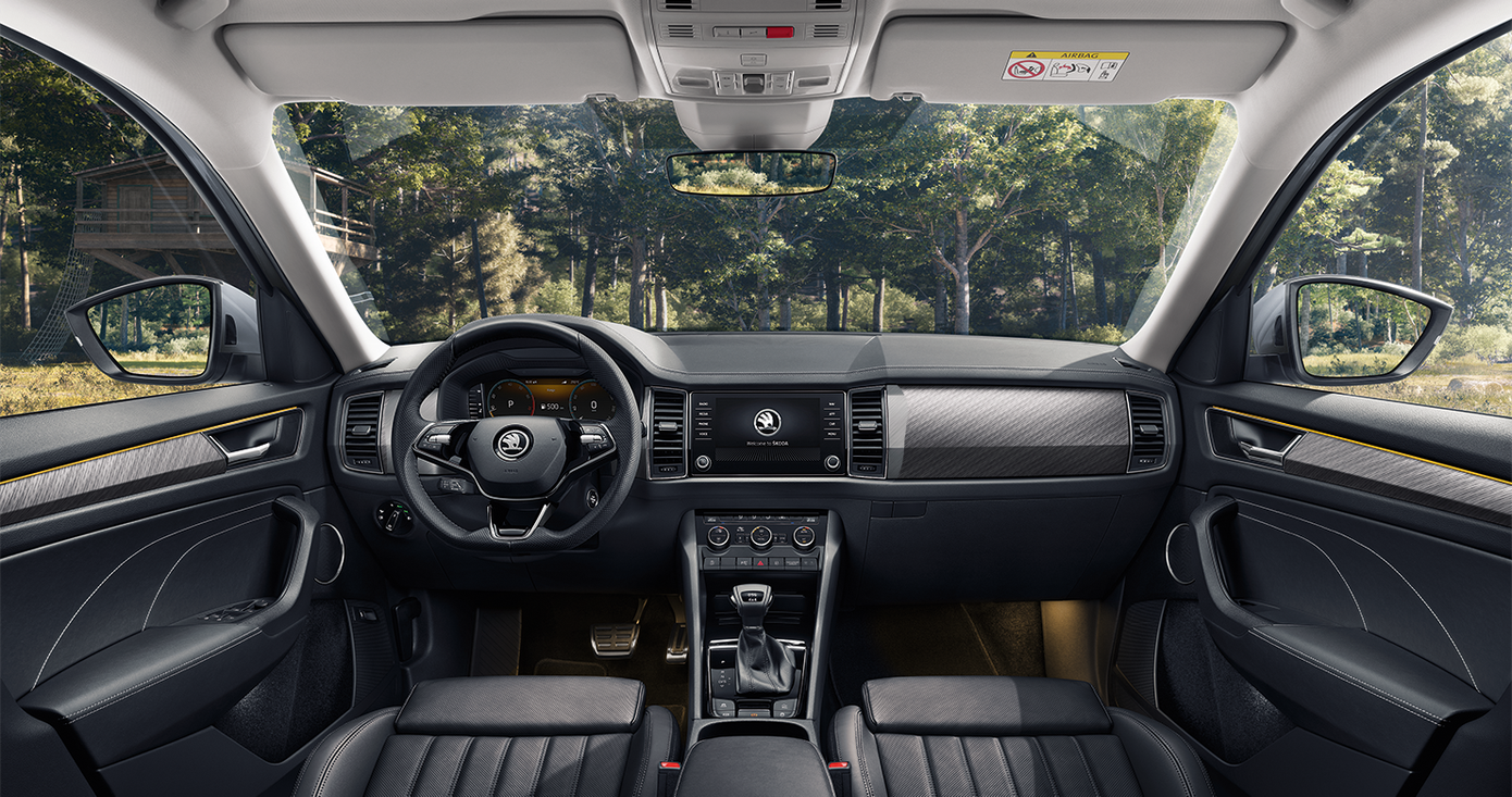 Khoang lái với nội thất đơn giản, tinh tế của Kodiaq Khoang lái với nội thất đơn giản, tinh tế của Kodiaq