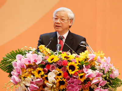 Tổng Bí thư Nguyễn Phú Trọng phát biểu tại phiên khai mạc Đại hội