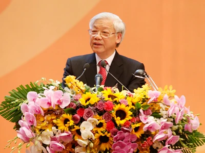 Tổng Bí thư Nguyễn Phú Trọng phát biểu tại phiên khai mạc Đại hội