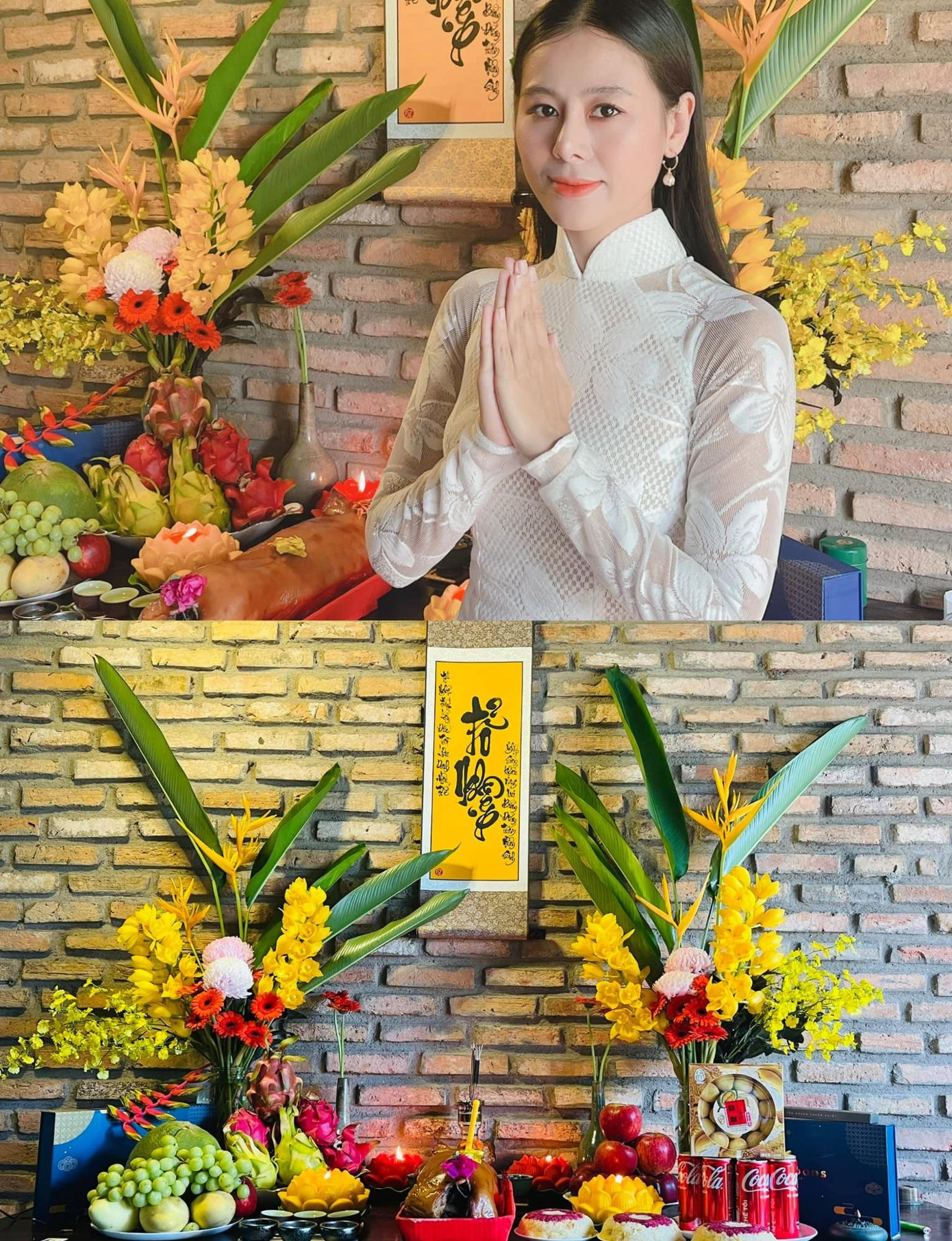 Nam Thư mặc áo dài để đón ngày Giỗ tổ nghề sân khấu. Trên trang cá nhân, cô bày tỏ: “Cúng mặn trưa 12/8 Âm Lịch. Năm nay em vẫn có áo dài xúng xính ở nhà. Chúc cho toàn bộ anh chị em nghệ sĩ cũng như quý khán giả ân nhân nhiều sức khỏe và bình an”.