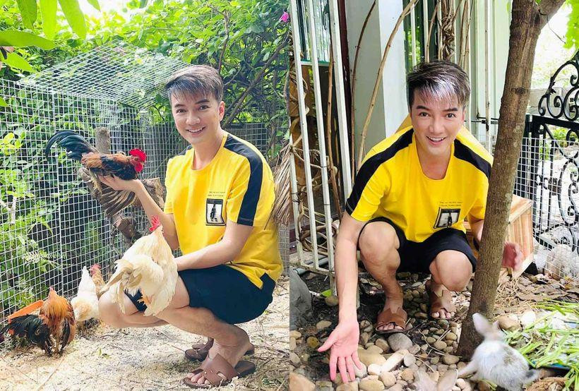 Đàm Vĩnh hưng có thú vui dân dã mùa dịch. Anh tự tay cắt tỉa vườn cây cảnh, nuôi thêm đàn gà chọi, thỏ trắng ngay trong vườn nhà.